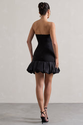 Black Bandeau Mini Dress With Ruffle Trim